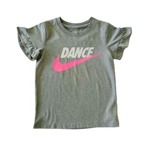 Nike Girls Gray Tee with Hot Pink Swoosh and DANCE Graphic | Girls S (4/5)
